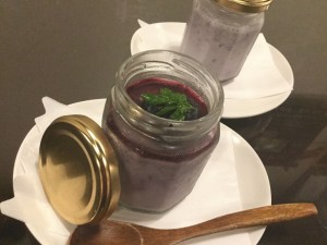 ブルーベリーの杏仁豆腐